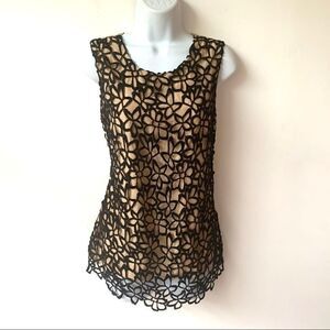 Lela Rose Crochet Silk Floral Top